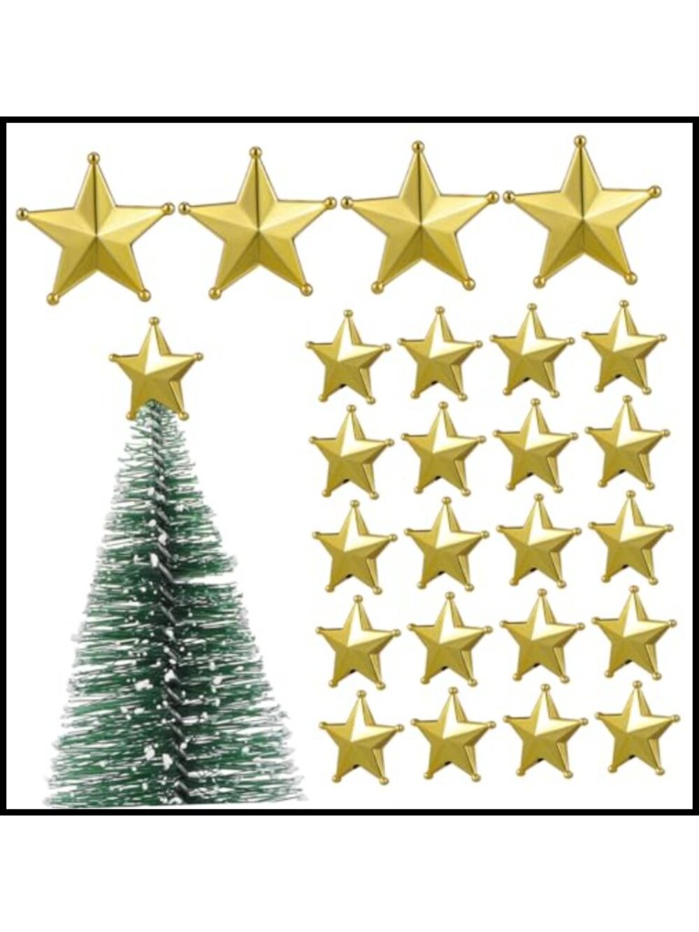 Set of 50 Mini Christmas Tree Topper Star Decorations for Mini Trees Party